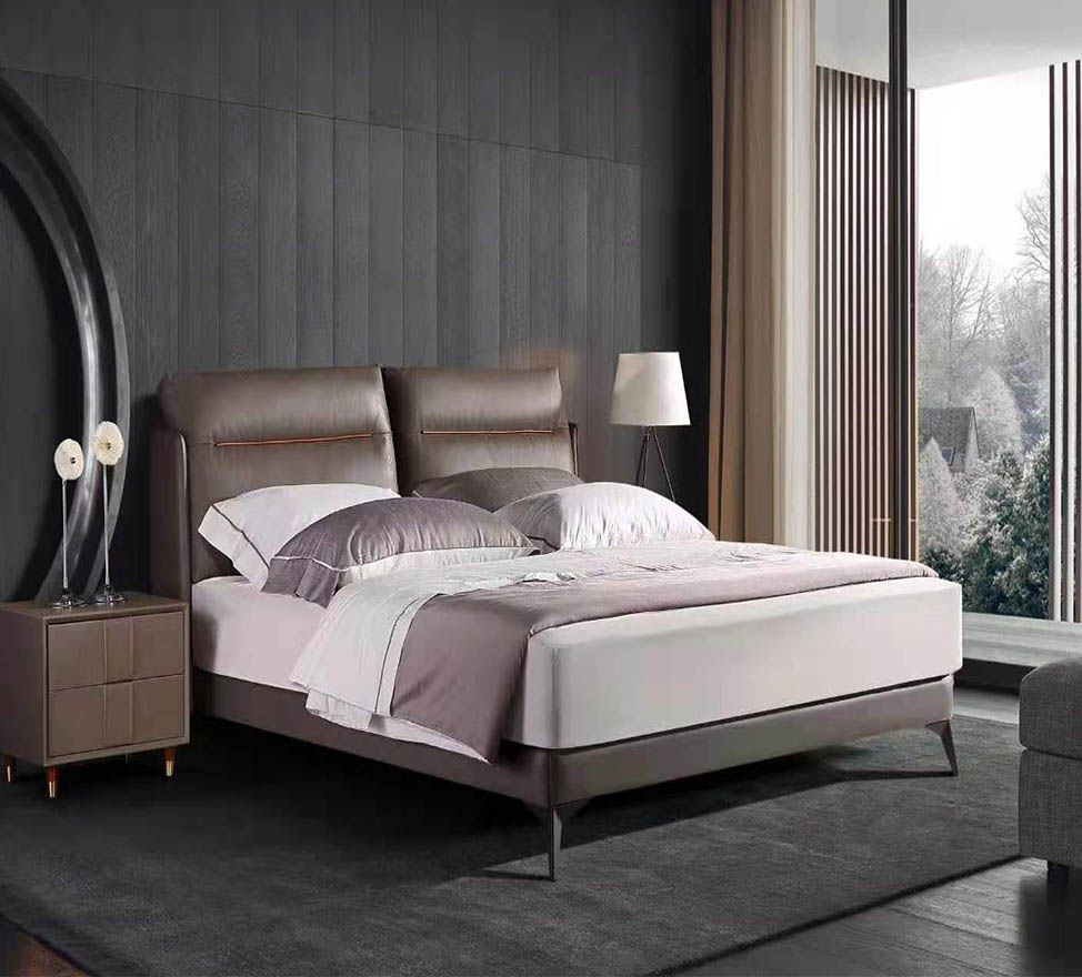 【香港海马国际】 北欧风真皮床架 地球引力床垫1.8米×2米